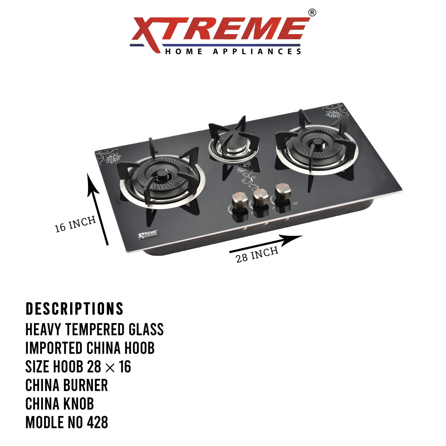 Built in Gas Hob Model No 428 XTREME