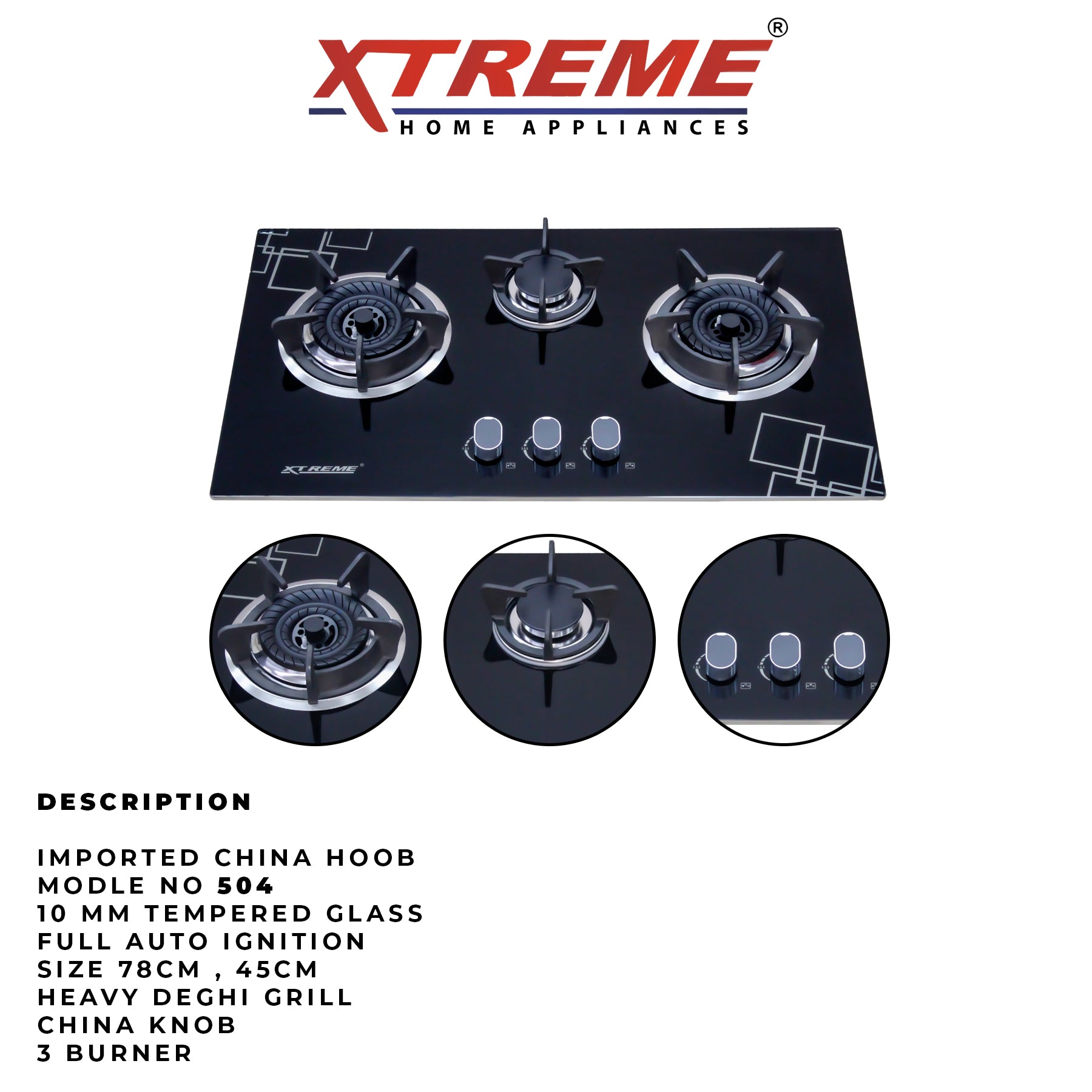 Gas Hob Model No 504 XTREME