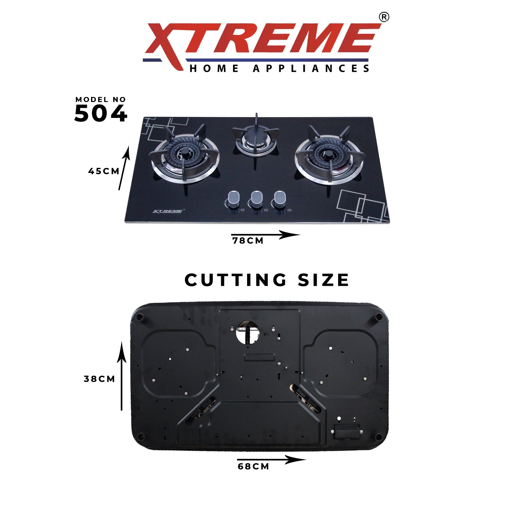 Gas Hob Model No 504 XTREME