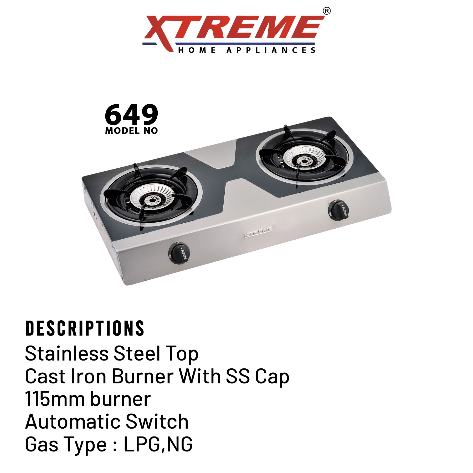 Gas Stove Model No 649 XTREME