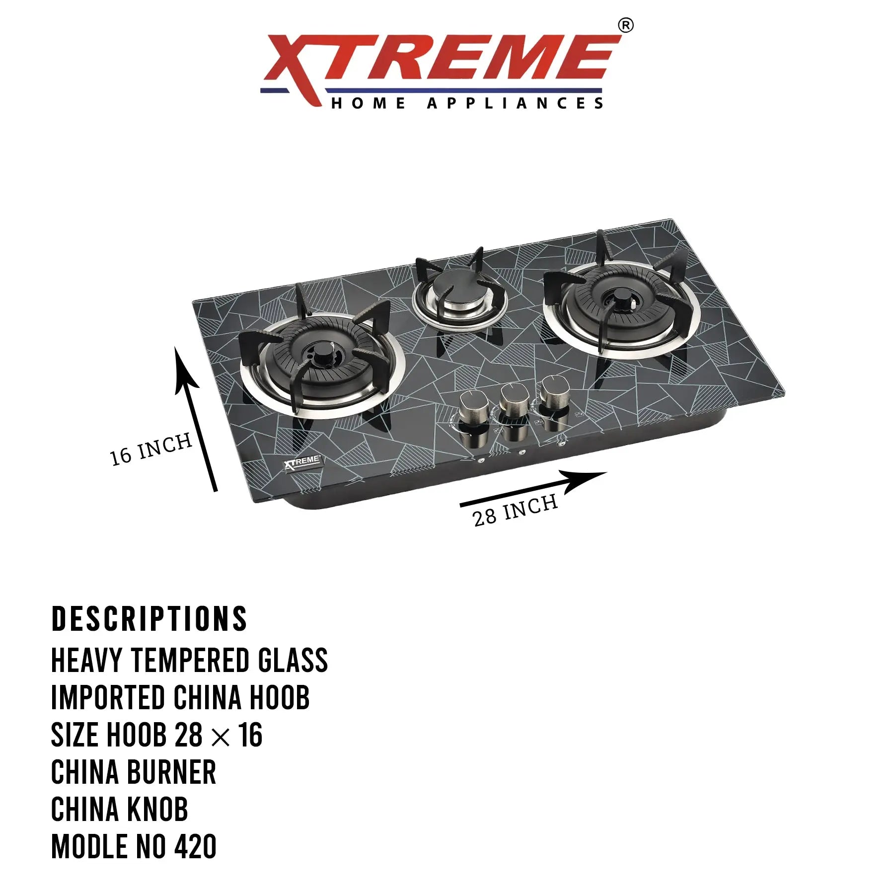 Gas Hob Model No 420 XTREME